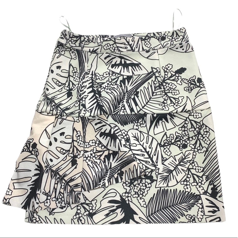 Zara Black and White Print A Line Skirt Medium